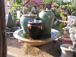 Triple Ceramic Pot Fountain The Green