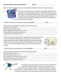 Select one or more questions using the checkboxes above each question. Darwin S Natural Selection Worksheet