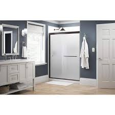 Delta Simplicity 60 In X 70 In Semi Frameless Traditional Sliding Shower Door In Bronze With Niebla Glass 1118556