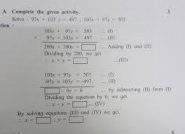a complete the given activity solve