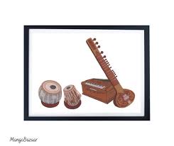 The sitar is one of the most famous indian musical instruments. Indian Musical Instruments Tabla Harmonium And Sitar Etsy