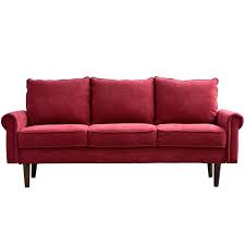 xizzi modern dark red velvet sofa in