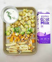 winter vegetables with creamy goat milk