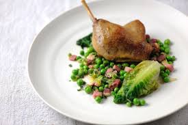 braised duck leg recipe peas bacon