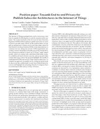 Where an author is not available, you may use a shortened . Pdf Position Paper Towards End To End Privacy For Publish Subscribe Architectures In The Internet Of Things