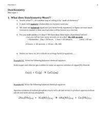 Stoichiometry 1 What Does