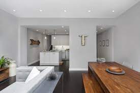 grey walls with wood floors
