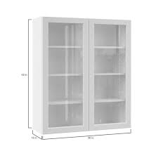 Hampton Bay Designer Series Melvern Assembled 36x42x12 In Wall Kitchen Cabinet With Glass Doors In White