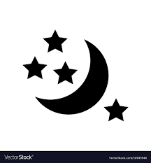 half moon and stars icon simple style