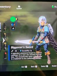 The great sword that will cost you a considerable amount of time to acquire. Does Yellow Durability For The Biggoron S Sword Exist Or Is It Limited To Blue Been Scanning My Amiibo Over 100 Times And I Can Only Get Blue Breath Of The Wild