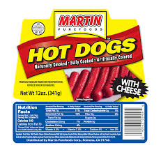 hot dogs with cheese 12 oz martin