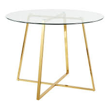 therese round glass top brass dining table