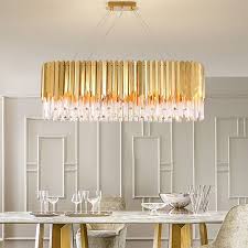 Golden Modern Glass Pendant Light Oval
