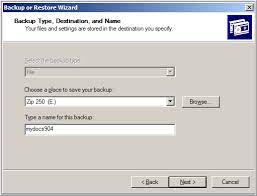 a zip disk using the windows backup utility