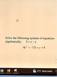 Systems Of Equations Algebraically