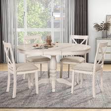 Oval Extendable Wooden Dining Table Set