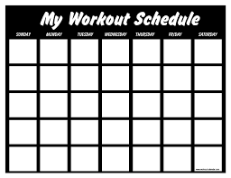 black workout schedule template