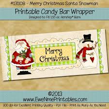 Printable Pdf File Candy Bar Wrapper Santa Snowman Merry