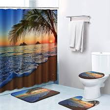 4 piece shower curtain sets beach