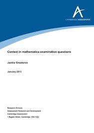Context In Mathematics Examination