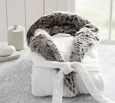 Faux Fur Hooded Bath Robe Ivory Caramel Ombre Pottery Barn