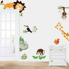 cute cartoon zoo animals nursery wall