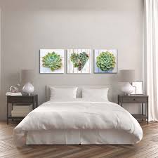 Canvas Set Of 3 Green Succulents