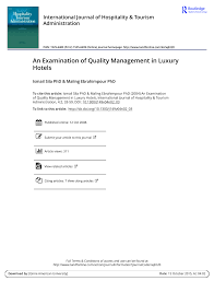 Pdf An Examination Of Quality Management In Luxury Hotels