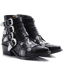 Leather Ornate Studded Buckle Boots