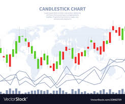 Stock Market Concept Candle Stick Chart World Map