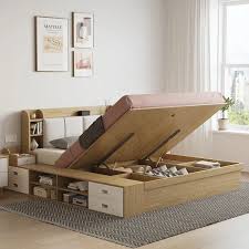 Queen Wooden Storage Bed With