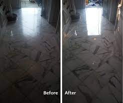 restoration of a dull white marble floor