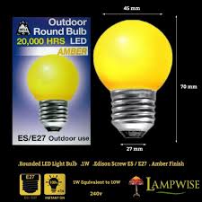 es e27 amber outdoor round 45mm light bulb