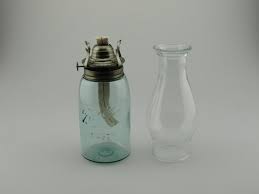 Aqua Quart Mason Jar Oil Lamp With