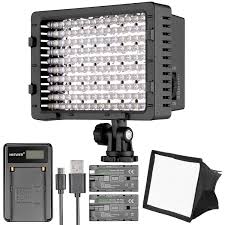 Neewer Cn 160 Led Digital Camera Video Lighting Kit Dimmable Led Video Light Foldable Diffuser Rechargeable Battery With Micro Usb Battery Charger For Canon Nikon And Others Dslr Cameras And Camcorders Neewer