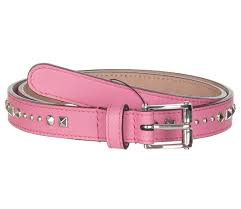 Gucci Womens Pink Leather Studded Square Buckle Slim Belt