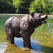 Wild Bear Cub Bronze Metal Garden Statue