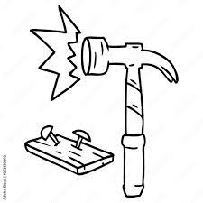 line drawing doodle of a hammer and