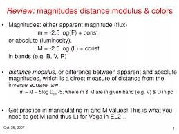 Review Magnitudes Distance Modulus