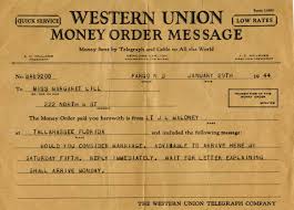 15, 2014) report my transfer was. Florida Memory Western Union Money Order Message Marriage Proposal From Lt J L Maloney To Miss Margaret Lill