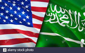 Flaggen der USA und Saudi-Arabien. 3D ...