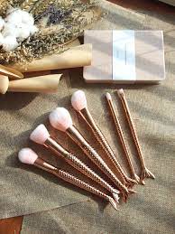 mermaid makeup brush set in rose gold