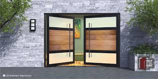 modern double front doors with glass