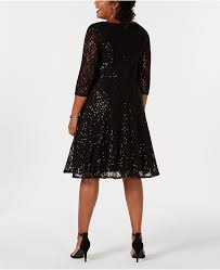 Plus Size Sequined Lace Dress