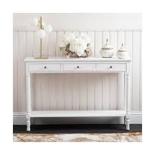 Large White Three Drawer Console Table