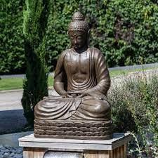 Seated Buddha Brown Fibreglass Garden