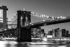 Brooklyn bridge picture print new york at night black and white cityscape litho. Brooklyn Bridge In Black And White 2 Photographic Print For Sale