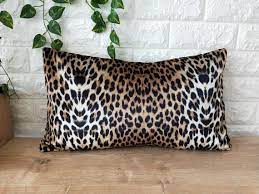 Cheetah Velvet Accent Lumbar Pillow