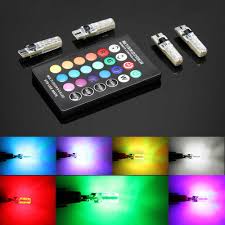 T10 W5w Led Bulb 194 168 6smd 5050 Rgb Multi Color Wedge Strobe Light Auto Lamp Car Interior Lights Bulbs With Remote Control
