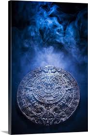 Aztec Calendar Stone Carving Surrounded